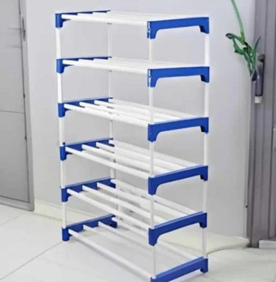 Rwings Traders open rack 6 layer blue Plastic Collapsible Shoe Stand(blue, 6 Shelves, DIY(Do-It-Yourself))
