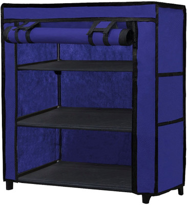 GlowSilk Metal Collapsible Shoe Stand(BLUE, 3 Shelves, DIY(Do-It-Yourself))