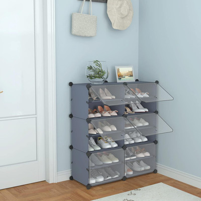 Keekos Plastic Collapsible Wardrobe PP Collapsible Wardrobe(Finish Color - Dark Grey, DIY(Do-It-Yourself))