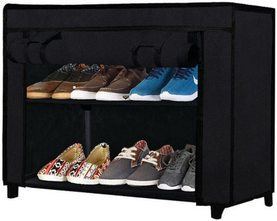 URBAN CHOICE Metal Collapsible Shoe Stand(BLACK, 2 Shelves, DIY(Do-It-Yourself))