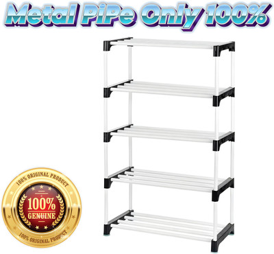 Plexus enterprises Metal Shoe Stand(SOLID BLACK, 5 Shelves, DIY(Do-It-Yourself))