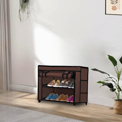 URBAN CHOICE Metal Collapsible Shoe Stand(BROWN, 2 Shelves, DIY(Do-It-Yourself))