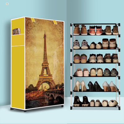 MEZIRE 6 Tier Foldable Shoe Rack – Space Saver, Universal for Entry, Bedroom & Balcony Plastic Collapsible Shoe Stand(Eiffel Tower Modern Printed(A6), 6 Shelves, DIY(Do-It-Yourself))