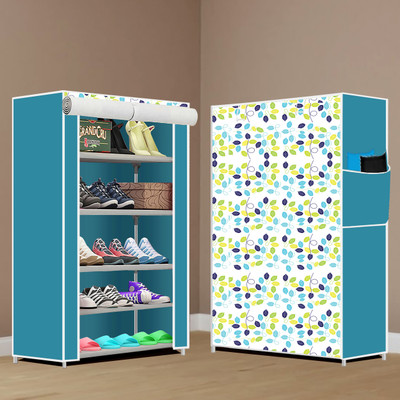 Flipkart Perfect Homes Studio 5 Shelf Metal Compact Shoe Rack Foldable Portable, Convertible Organizer Shelf Metal Collapsible Shoe Stand(New Sky Blue, 5 Shelves, DIY(Do-It-Yourself))