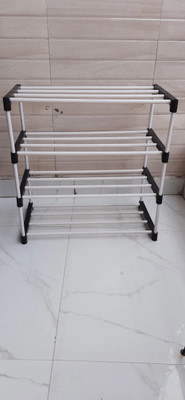 KalashTraders ANSHIKA Plastic Collapsible Shoe Stand(BLACK AND WHITE, 4 Shelves, DIY(Do-It-Yourself))