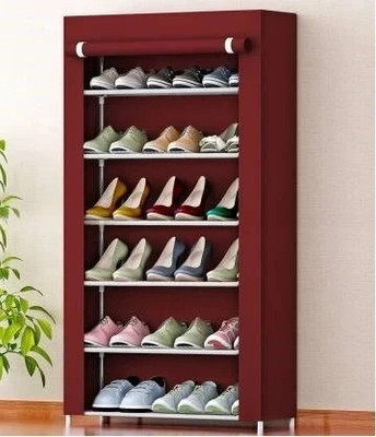 SANDORI The capture maroon Plastic Collapsible Shoe Stand(MAROON, 6 Shelves, DIY(Do-It-Yourself))