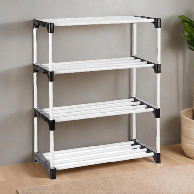RKE 4 Layer Black RKE005 Plastic Shoe Stand(BLACK, 4 Shelves, DIY(Do-It-Yourself))