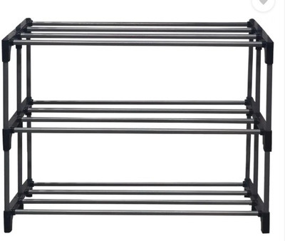 SP Standars SP Standards 3 layer heavy PVC pipe footwear with door Plastic Shoe Stand(Black, 3 Shelves, DIY(Do-It-Yourself))