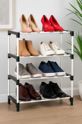 KalashTraders Plastic Collapsible Shoe Stand(White, 4 Shelves, DIY(Do-It-Yourself))