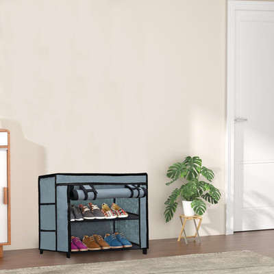 RAXON WORLD Metal Collapsible Shoe Stand(GREY, 2 Shelves, DIY(Do-It-Yourself))