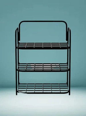 Pipasa Plastic With Metal Shoe Stand(black, 3 Shelves, DIY(Do-It-Yourself))