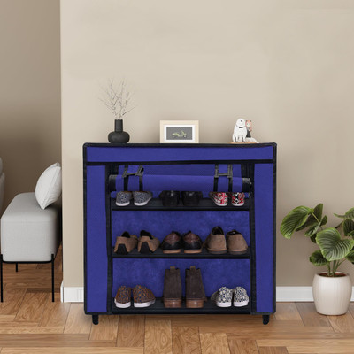 URBAN CHOICE Metal Collapsible Shoe Stand(BLUE, 3 Shelves, DIY(Do-It-Yourself))