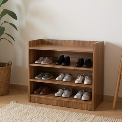 KIK Sneaker Engineered Wood Shoe Rack | 4-Tier Wooden Shoe Stand Engineered Wood Shoe Rack(Leon Teak, 4 Shelves, DIY(Do-It-Yourself))