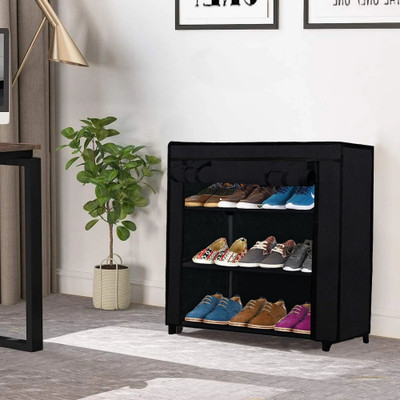 URBAN CHOICE Metal Collapsible Shoe Stand(BLACK, 3 Shelves, DIY(Do-It-Yourself))