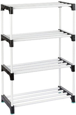 Plexus enterprises 12 Pair Plastic Shoe Stand Plastic Shoe Stand(Black, 4 Shelves, DIY(Do-It-Yourself))