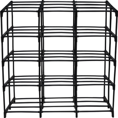 Philoshop Block Design Black PP Plastic Shoe Rack – Stylish & Durable Storage Solution Plastic Collapsible Shoe Stand(Black, 15 Shelves, DIY(Do-It-Yourself))