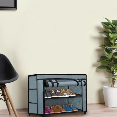 URBAN CHOICE Metal Collapsible Shoe Stand(GREY, 2 Shelves, DIY(Do-It-Yourself))