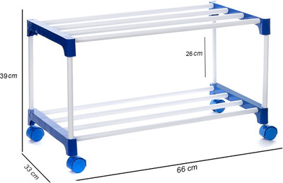 Dhani Creations Multipurpose Rack 2 steps with wheels Metal Collapsible Shoe Stand(White, 2 Shelves, DIY(Do-It-Yourself))