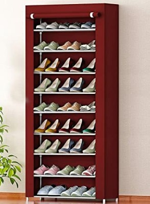 Attache Metal, Plastic Shoe Rack(Maroon, 9 Shelves, DIY(Do-It-Yourself))