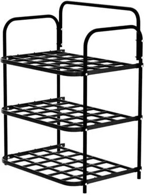 Pipasa 3 Shelves Durable and MultipurposeShoe Rack Plastic, Metal Shoe Stand(black, 3 Shelves, DIY(Do-It-Yourself))