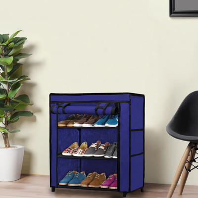 SANAMSTORE Metal Collapsible Shoe Stand(BLUE, 3 Shelves, DIY(Do-It-Yourself))