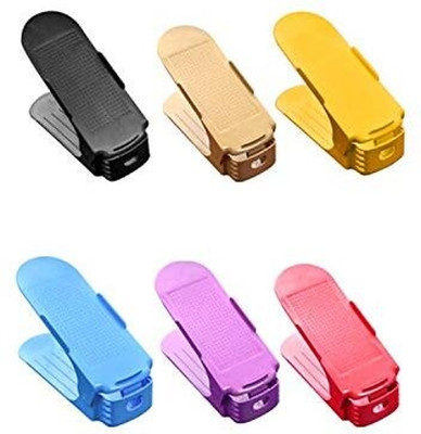 BBD Kitchen Shop Adjustable Double Layer Organizer Adjustable Shoe Rack (Multicolor- Pack of 6 Plastic Shoe Stand(6, 12 Shelves, Pre-assembled)