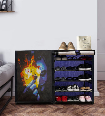GlowSilk 10-Tier Joker Print Shoe Rack – Playful, Space-Saving Storage for Footwear Metal Collapsible Shoe Stand(BBlue, 10 Shelves, DIY(Do-It-Yourself))