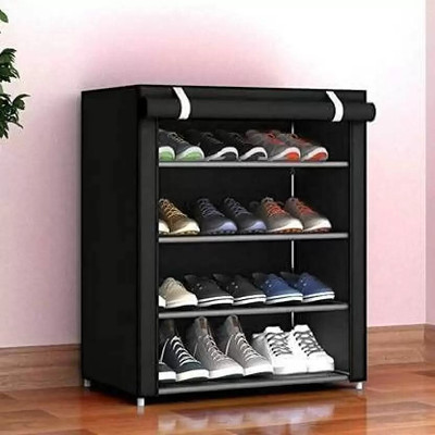 Greeno GREENO-4 layer lock provided metal shoe rack Metal Shoe Stand(black, 4 Shelves, DIY(Do-It-Yourself))
