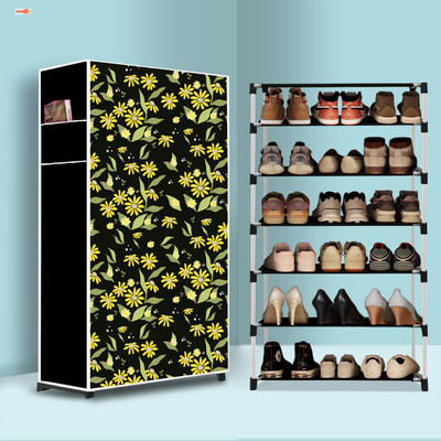 BAE 6 Tier Foldable Shoe Rack – Space Saver, Universal for Entry, Bedroom & Balcony Plastic Shoe Stand(Daisy Floral Modern Printed(A6), 6 Shelves, DIY(Do-It-Yourself))