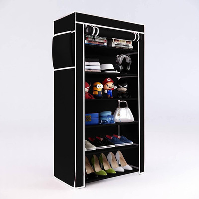 Greeno 6 Layer Shoe Rack Stand for Home Portable Storage Organizer Plastic Shoe Stand(Black, 6 Shelves, DIY(Do-It-Yourself))