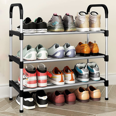 Wolpin Metal Shoe Stand(Silver, 3 Shelves, DIY(Do-It-Yourself))