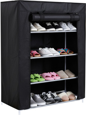 Atags Multipurpose 4-Tiers Shoe Rack with Dustproof Zip Cover Metal Shoe Rack(Brown, 4 Shelves, DIY(Do-It-Yourself))