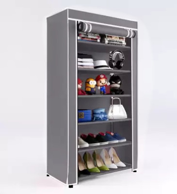 EXPOSURE House Hold Multipurpose 6 Layer Collapsible shoe rack Grey Metal Collapsible Shoe Stand(Grey, 6 Shelves, DIY(Do-It-Yourself))