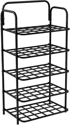 VRTREND 5 Layer Multipurpose Shoe Organizer Metal Collapsible Shoe Stand(BLACK, 5 Shelves, DIY(Do-It-Yourself))