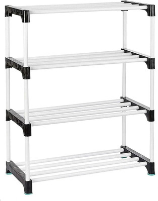 YASHVI Plastic Shoe Stand(SOLID BLACK, 4 Shelves, DIY(Do-It-Yourself))