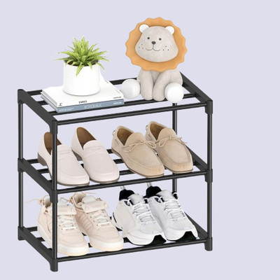 Zyra 3 Tier Shoe Rack With Shelf, Folding For Bedroom Plastic Shoe Stand(Multicolor, 3 Shelves, DIY(Do-It-Yourself))