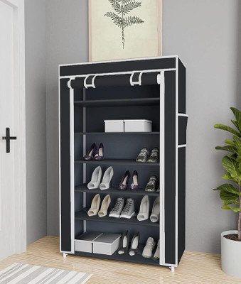 Uniquefashion UNIQUEFASHION 6-Layer Shoe Rack – BLACK| Durable & Stylish Shoe Organizer Plastic Collapsible Shoe Stand(BLACK, 6 Shelves, DIY(Do-It-Yourself))