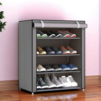 QURACK QURACK® 4 Layers Gray Shome, Bedroom, Living Room, Plastic Plastic Shoe Stand(GRAY, 4 Shelves, DIY(Do-It-Yourself))
