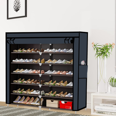 POWEREST Best Quality Multi-Storage Rack Shelf Metal Collapsible Shoe Stand(Black, 12 Shelves, DIY(Do-It-Yourself))