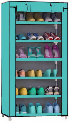 ZENVEXYO 6 Layer Heavy PVC Pipe Shoerack Plastic Collapsible Shoe Stand(Sky Blue, 6 Shelves, DIY(Do-It-Yourself))