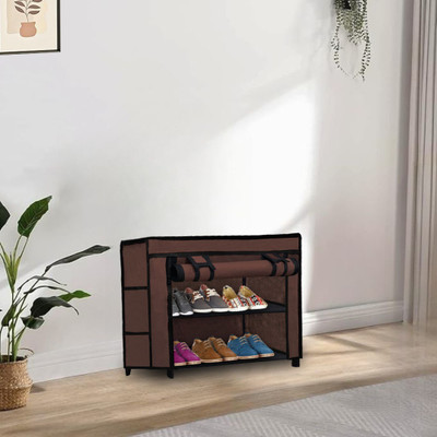 URBAN CHOICE Metal Collapsible Shoe Stand(BROWN, 2 Shelves, DIY(Do-It-Yourself))