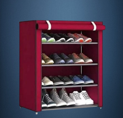 shivaaytraders Multipurpose 4 layer shoe rack Plastic Shoe Rack(Maroon, 4 Shelves, DIY(Do-It-Yourself))