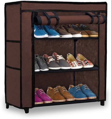 URBAN CHOICE Metal Collapsible Shoe Stand(BROWN, 3 Shelves, DIY(Do-It-Yourself))
