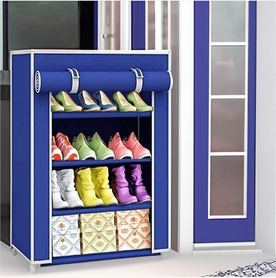 QURACK QURACK® 4 Layers Blue Shoe Rack . Plastic Shoe Stand(BLUE, 4 Shelves, DIY(Do-It-Yourself))