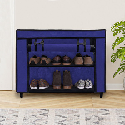 GlowSilk Metal Collapsible Shoe Stand(BLUE, 2 Shelves, DIY(Do-It-Yourself))