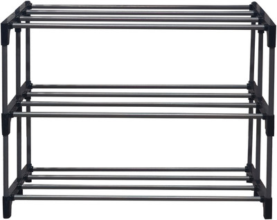 GlowSilk 3-Tier Metal Open Shoe Rack Metal Collapsible Shoe Stand(Blackk, 3 Shelves, DIY(Do-It-Yourself))