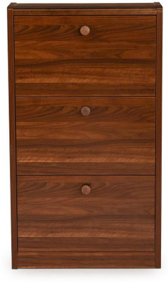 Durian Engineered Wood, Solid Wood Shoe Rack(Walnut, 3 Shelves, Knock Down)