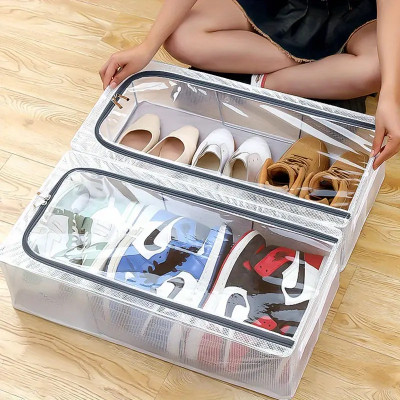 SUICUNE Shoe Storage Box, Clear Shoe Boxes Stackable Foldable, Shoe Storage Organiser Plastic Collapsible Shoe Stand(Multi, 1 Shelves, DIY(Do-It-Yourself))