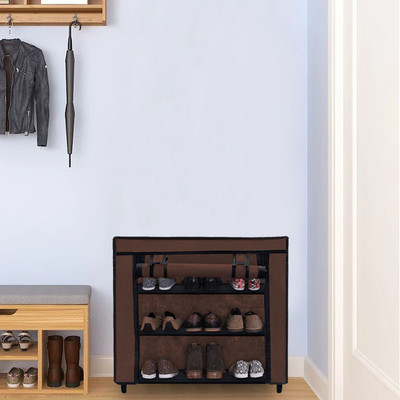 URBAN CHOICE Metal Collapsible Shoe Stand(BROWN, 3 Shelves, DIY(Do-It-Yourself))