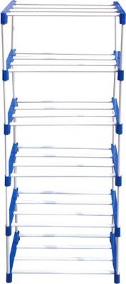 dbeautify 6-L Plastic Pipe COLLAPSIBLE-SHOE-STAND Metal, Plastic Shoe Stand(White, 6 Shelves, DIY(Do-It-Yourself))